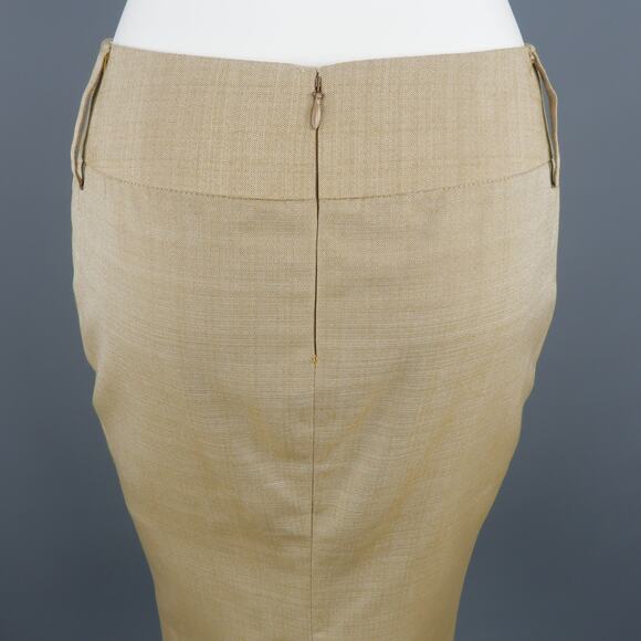 DOLCE & GABBANA Size 2 Beige Silk Pencil Skirt - Picture 6 of 9